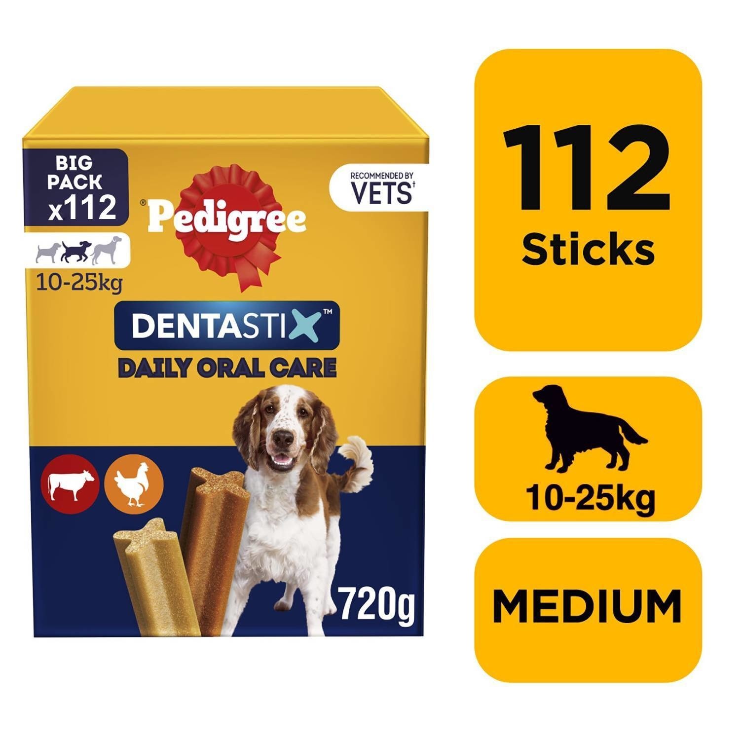 112 Pedigree Daily Dentastix Dental Sticks Dog Treats Medium Dog Chews